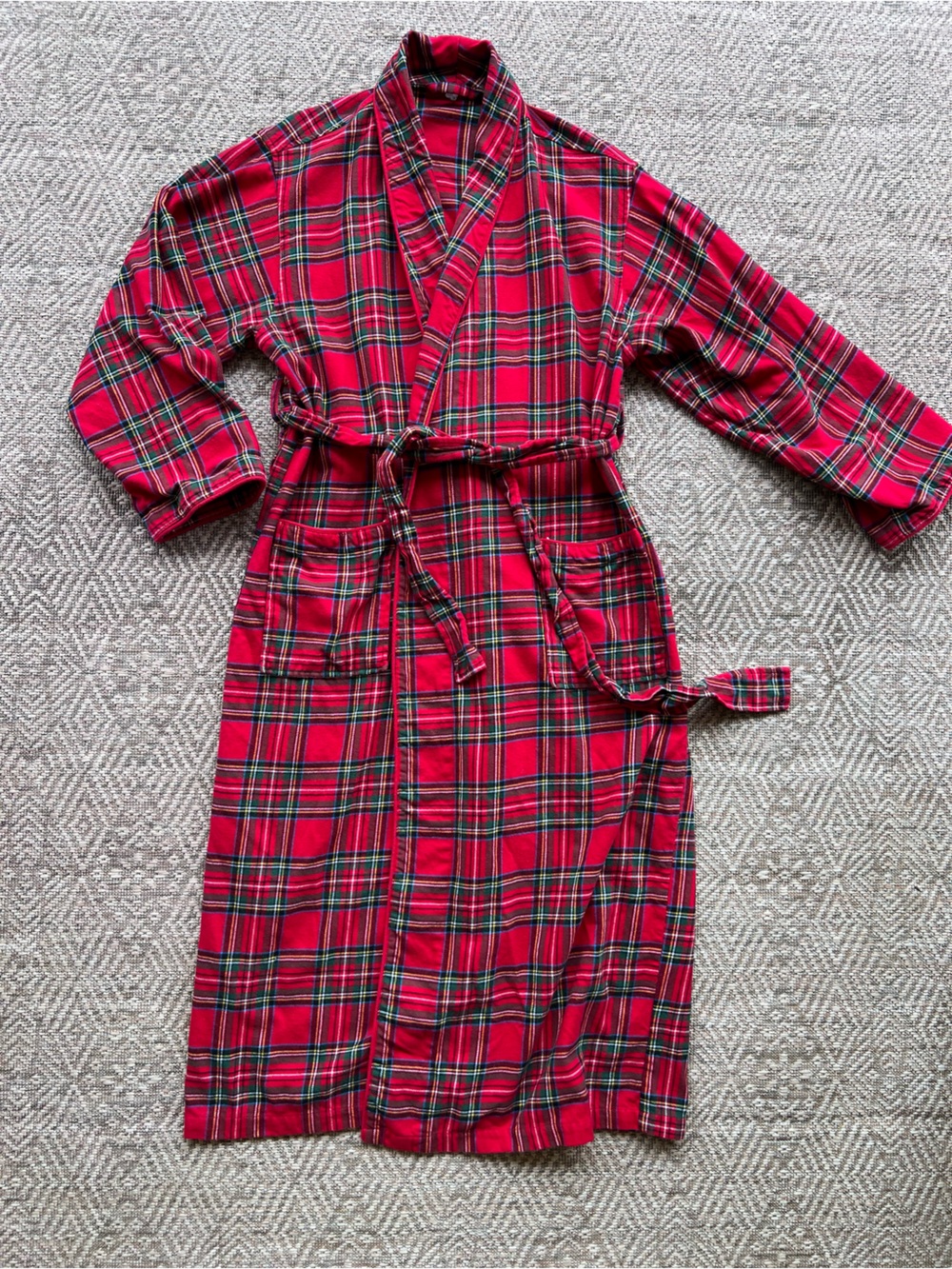 Pottery Barn Red Tartan Plaid Cotton Robe Medium Christmas Holiday M